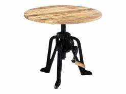 vidaxl Mesa Auxiliar|Mesa auxiliar madera de mango y hierro fundido 60x(46-63) cm