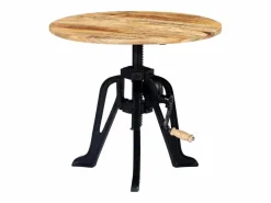 vidaxl Mesa Auxiliar|Mesa auxiliar madera de mango y hierro fundido 60x(46-63) cm