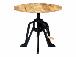 vidaxl Mesa Auxiliar|Mesa auxiliar madera de mango y hierro fundido 60x(46-63) cm