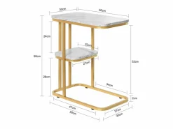 Mesa auxiliar moderna con extremo de café, sofá, mesa de centro, mesita de noche, efecto mármol, estructura de metal , 50x30x58 cm FBT110-G ES^Sobuy Clearance