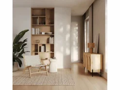 Rendez-Vous Déco Mesa auxiliar redonda blanca de fibra de arcilla efecto cemento D35 cm - Capri Blanco Best