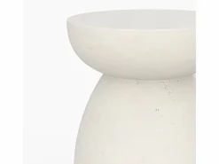 Rendez-Vous Déco Mesa auxiliar redonda blanca de fibra de arcilla efecto cemento D35 cm - Capri Blanco Best