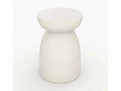 Rendez-Vous Déco Mesa auxiliar redonda blanca de fibra de arcilla efecto cemento D35 cm - Capri Blanco Best