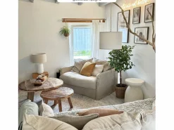 Rendez-Vous Déco Mesa auxiliar redonda blanca de fibra de arcilla efecto cemento D35 cm - Capri Blanco Best
