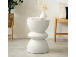 Rendez-Vous Déco Mesa Auxiliar|Mesa auxiliar redonda blanca en fibra de arcilla efecto cemento D35 cm - Maupiti