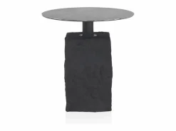 Mesa auxiliar redonda con base de poli resina mgo Negro Best