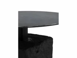 Mesa auxiliar redonda con base de poli resina mgo Negro Best