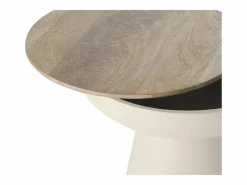 Mesa auxiliar redonda de diseño con almacenaje de metal greige y madera maciza de mango 52 cm TAM^Miliboo Outlet