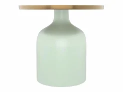 Rendez-Vous Déco Mesa auxiliar redonda de metal verde agua y latón D44,5 cm - Lyne Gris New
