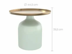 Rendez-Vous Déco Mesa auxiliar redonda de metal verde agua y latón D44,5 cm - Lyne Gris New