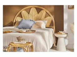 Mesa auxiliar redonda diseño con almacenamiento en metal tierra quemada y madera maciza de mango H52 cm TAM^Miliboo Outlet