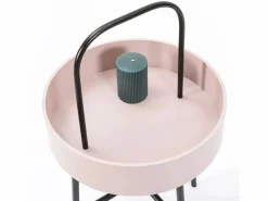 VS Venta-stock Mesa Auxiliar|Mesa Auxiliar Redonda Jaipur, Tapa de MDF , Estructura metálica