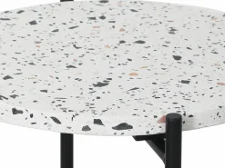 VS Venta-stock Mesa Auxiliar|Mesa Auxiliar Redonda Yala, Tapa de terrazo y Patas metálicas Negro