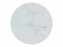 Clicnbuy Mesa auxiliar vidrio templado y mármol blanco 45 cm Dorado Hot