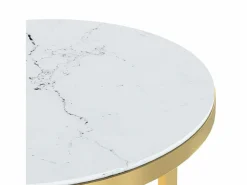 Clicnbuy Mesa auxiliar vidrio templado y mármol blanco 45 cm Dorado Hot