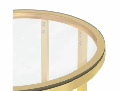 Clicnbuy Mesa auxiliar vidrio templado transparente y 45 cm Dorado