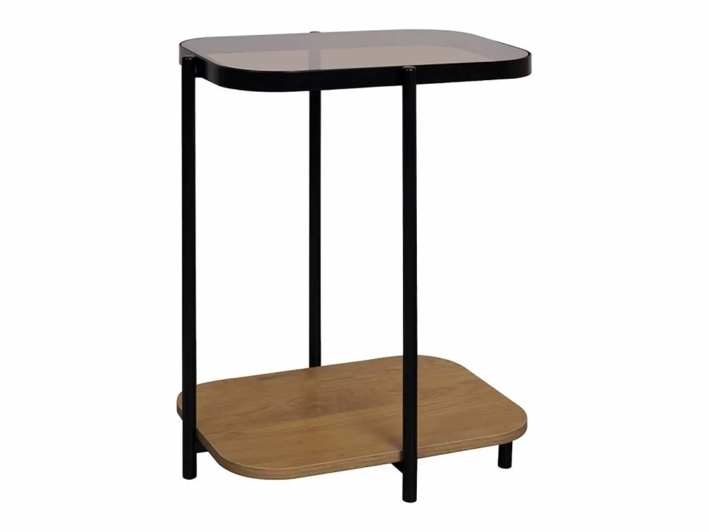 Mesa auxiliar vintage de metal negro con 2 tableros natural^Sweeek Sale