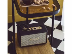 Mesa auxiliar vintage de metal negro con 2 tableros natural^Sweeek Sale