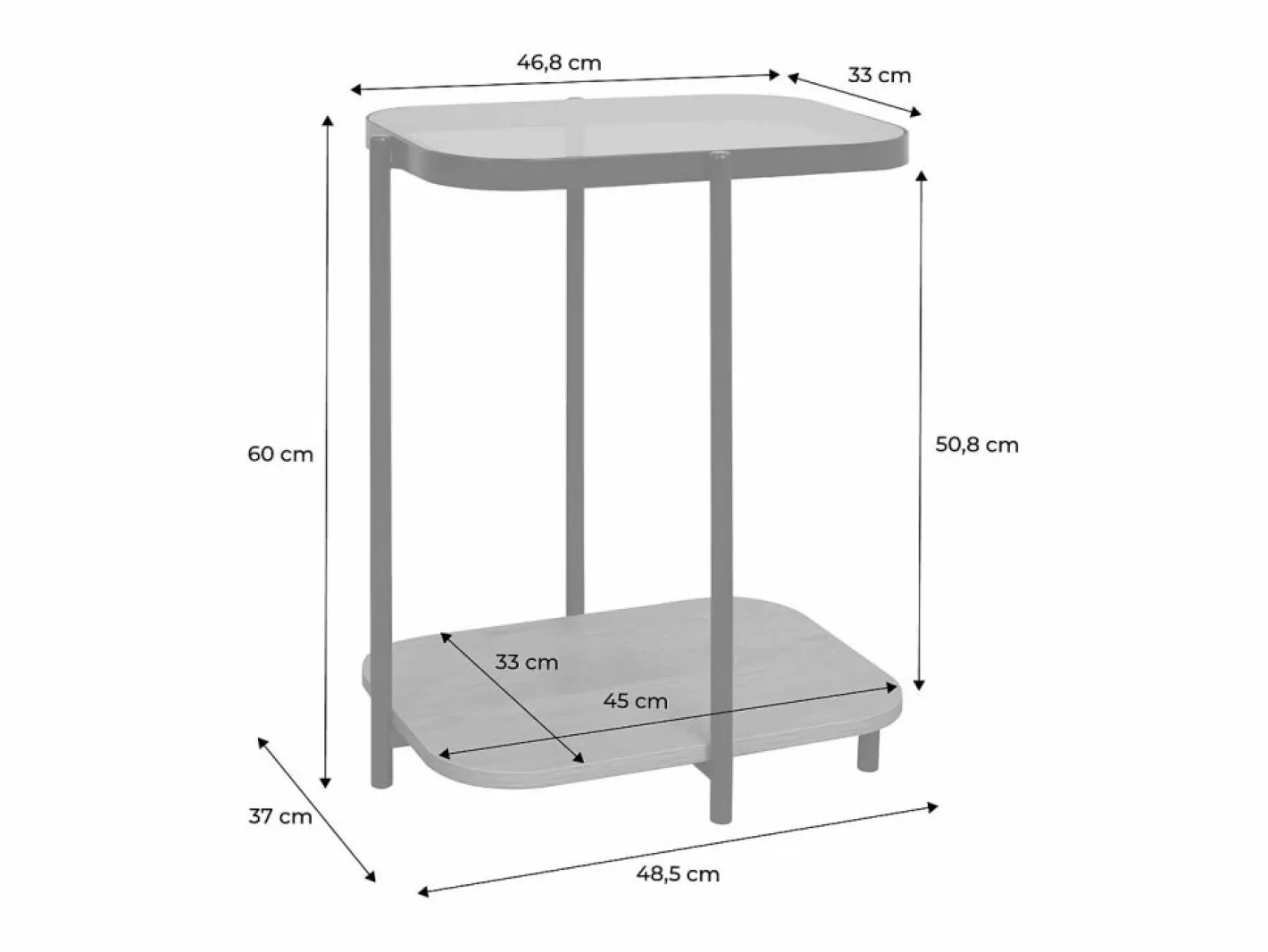 Mesa auxiliar vintage de metal negro con 2 tableros natural^Sweeek Sale