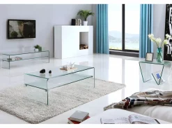 Vente-unique Mesa Auxiliar|Mesa auxiliar ZENIA - Cristal templado - revistero