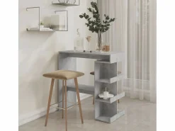 Clicnbuy Mueble Bar|Mesa bar almacenaje contrachapada hormigón 100x50x101,5 cm