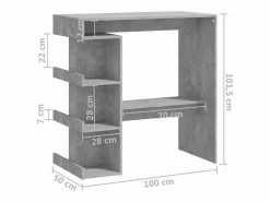 Clicnbuy Mueble Bar|Mesa bar almacenaje contrachapada hormigón 100x50x101,5 cm