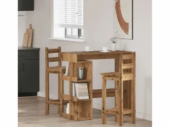 Clicnbuy Mesa bar con estante almacenaje roble artisan 100x50x101,5 cm Marru00f3n Outlet