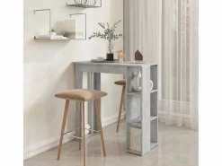 Clicnbuy Mueble Bar|Mesa bar con estante contrachapada hormigón 102x50x103,5cm