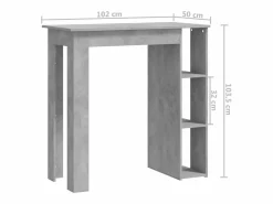 Clicnbuy Mueble Bar|Mesa bar con estante contrachapada hormigón 102x50x103,5cm