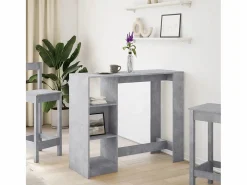 Clicnbuy Mesa bar con estante madera hormigón 124x46x103,5 cm Gris Online