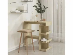 Mueble Bar|Mesa bar estante almacenaje contrachapada roble 100x50x101,5 cm ES626390