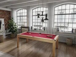 Vente-unique Mesa billar y ping-pong BALTHAZAR - 213x112x81.5 cm-rojo Rojo / Color natural claro Clearance