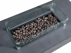 Mesa brasero antracita de gas rectangular y hoguera rectangular en MGO - SEROZA^Vente-unique Best