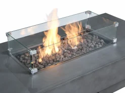 Mesa brasero antracita de gas rectangular y hoguera rectangular en MGO - SEROZA^Vente-unique Best