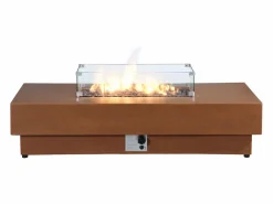 Vente-unique Mesa brasero de a gas rectangular y hoguera rectangular en MGO - SEROZA Terracota New