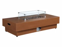 Vente-unique Mesa brasero de a gas rectangular y hoguera rectangular en MGO - SEROZA Terracota New