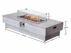 Vente-unique Mesa brasero de a gas rectangular y hoguera rectangular en MGO - SEROZA Terracota New