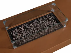 Vente-unique Mesa brasero de a gas rectangular y hoguera rectangular en MGO - SEROZA Terracota New