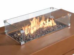 Vente-unique Mesa brasero de a gas rectangular y hoguera rectangular en MGO - SEROZA Terracota New