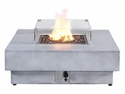 Vente-unique Mesa brasero gris de gas cuadrada con hoguera cuadrado en el centro en MGO - SEROZA Gris claro New