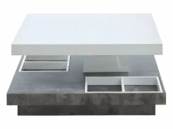 Mesa centro FAUSTO Tablero pivotante blanco y cemento^Vente-unique Clearance