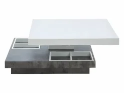 Mesa centro FAUSTO Tablero pivotante blanco y cemento^Vente-unique Clearance