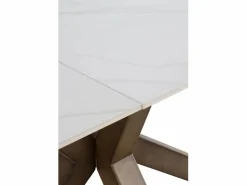 Mesa cerámica extensible blanca 160/210x90 con pie metal color cobre Blanco Outlet