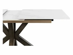 Mesa cerámica extensible blanca 160/210x90 con pie metal color cobre Blanco Outlet