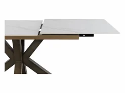 Mesa cerámica extensible blanca 160/210x90 con pie metal color cobre Blanco Outlet