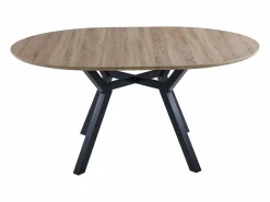 Mesa Comedor Alfa Extensible 120/160cm Melamina Roble/, Patas Metal Negro Sale
