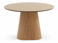 Mesa comedor de madera contrachapado roble con pie central cónico^ Hot