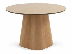 Mesa comedor de madera contrachapado roble con pie central cónico^ Hot