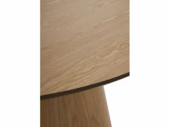 Mesa comedor de madera contrachapado roble con pie central cónico^ Hot