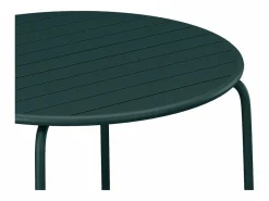 MYLIA Comedores De Jardín|Mesa comedor jardín metal una mesa D.110cm y 4 sillas apilables - Verde - MIRMANDE